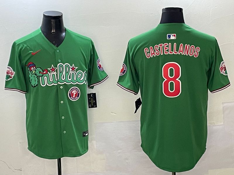 Men Philadelphia Phillies #8 Castellanos Green Three generations Joint Name Game 2025 Nike MLB Jersey style 1->philadelphia phillies->MLB Jersey